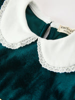 Girls Emerald Green Velvet Lace Collar Christmas Dress by Rylee Faith Designs