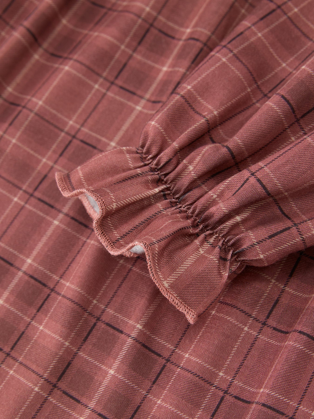 Girls Brown Plaid Lace-Trim Peter Pan Collar Dress by Rylee Faith Designs