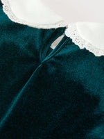 Girls Emerald Green Velvet Lace Collar Christmas Dress by Rylee Faith Designs