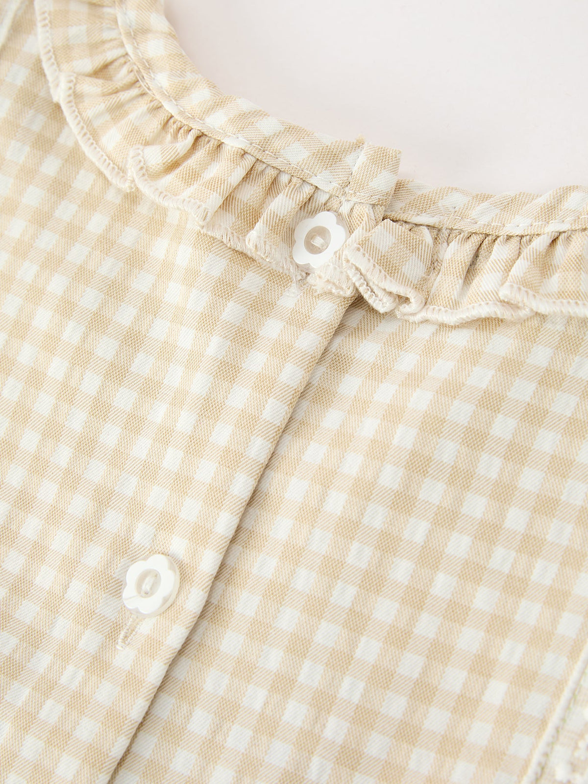 Girls Goose Embroidered Beige Plaid Ruffle Dress by Rylee Faith Designs