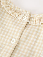 Baby Girls Goose Embroidered Beige Plaid Ruffle Bloomer Set by Rylee Faith Designs