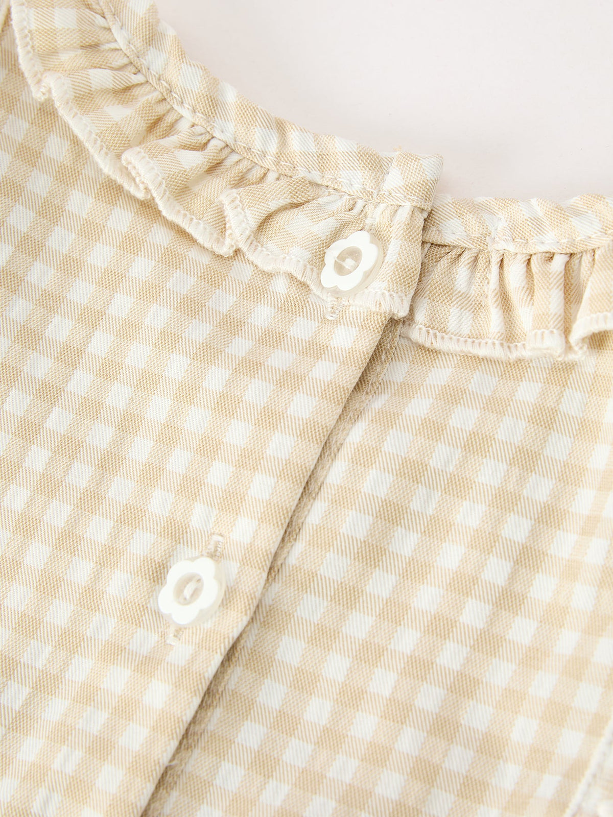 Baby Girls Goose Embroidered Beige Plaid Ruffle Bloomer Set by Rylee Faith Designs