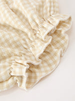 Baby Girls Goose Embroidered Beige Plaid Ruffle Bloomer Set by Rylee Faith Designs