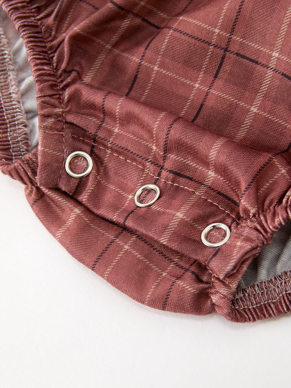 Baby Girls Brown Plaid Floral Lace Collar Romper by Rylee Faith Designs