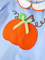 Fall Girls Plaid Pumpkin Appliqué Peter Pan Collar Dress by Rylee Faith Designs