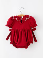 Baby Girls Christmas Reindeer Smocked Bubble Romper by Rylee Faith Designs