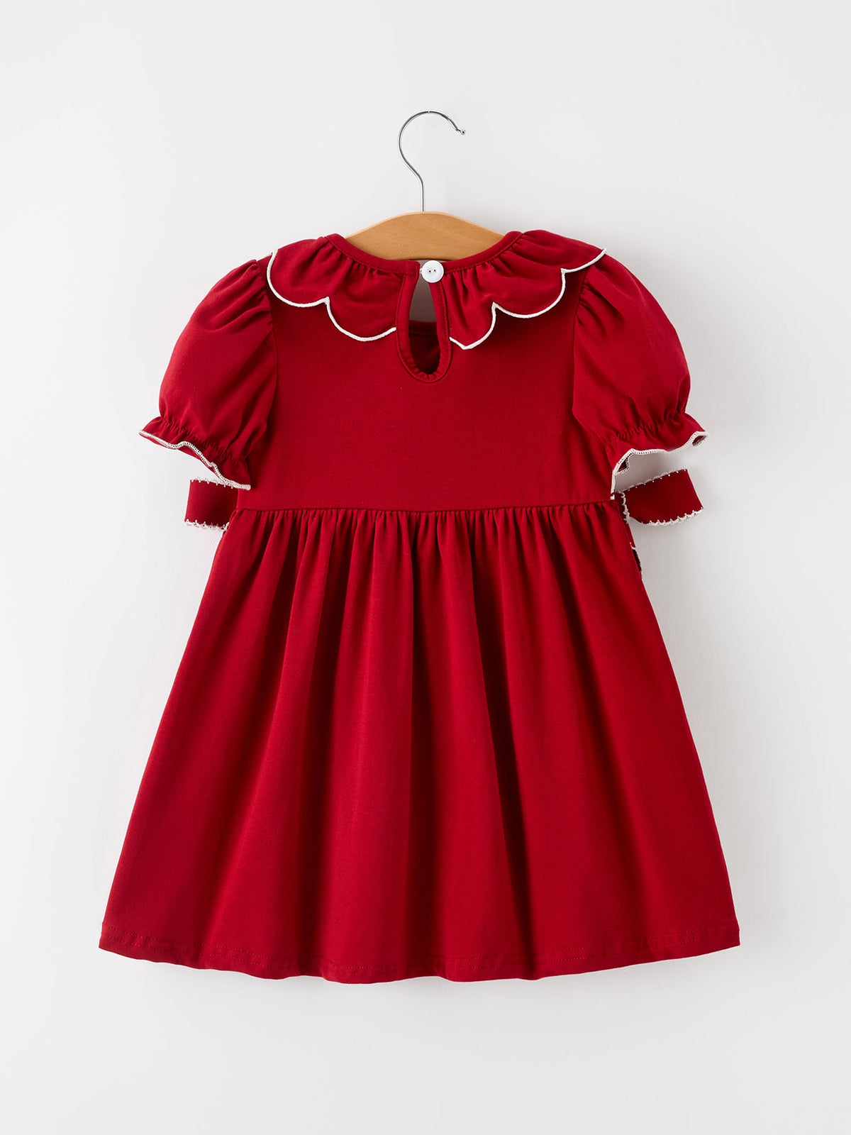 Girls Christmas Reindeer Smocked Red Bow Dress by Rylee Faith Designs