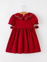 Girls Christmas Reindeer Smocked Red Bow Dress by Rylee Faith Designs