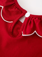 Girls Christmas Reindeer Smocked Red Bow Dress by Rylee Faith Designs