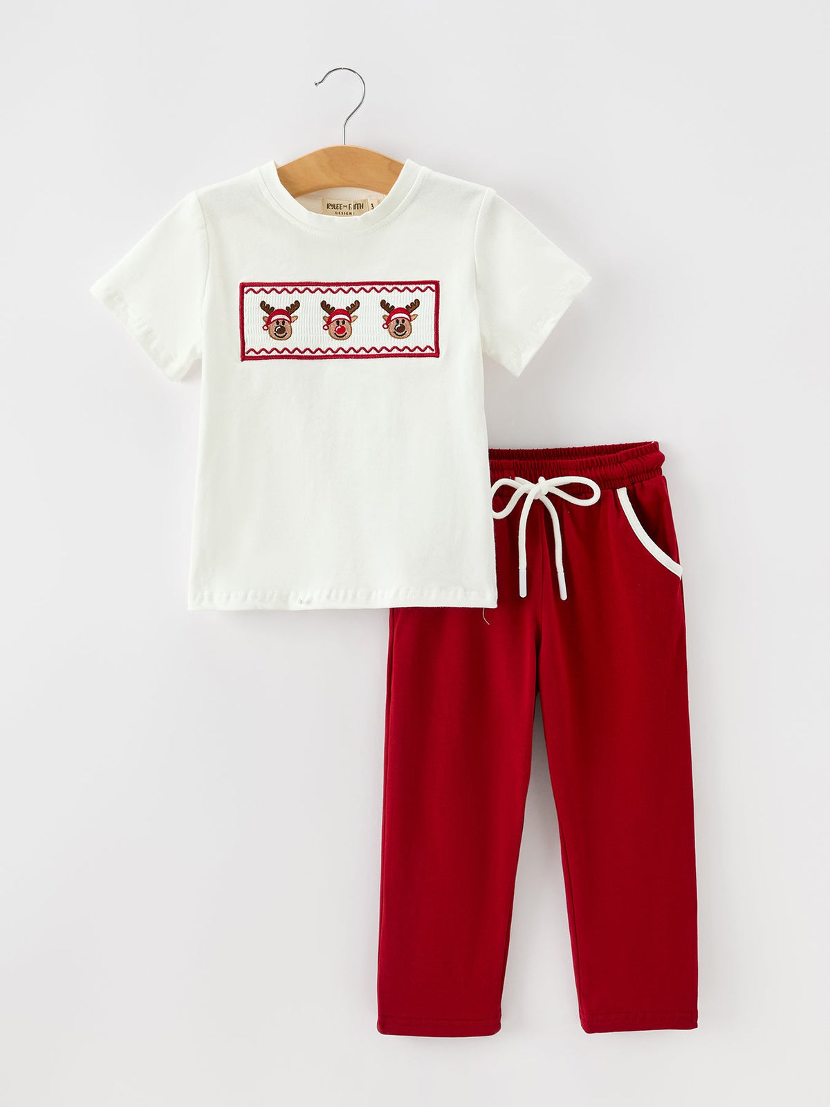 Boys Christmas Reindeer T-Shirt & Pants Set by Rylee Faith Designs