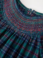 Girls Christmas Plaid Smocked Bubble Romper by Rylee Faith Designs