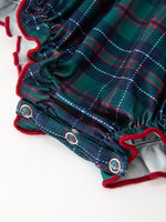 Girls Christmas Plaid Smocked Bubble Romper by Rylee Faith Designs