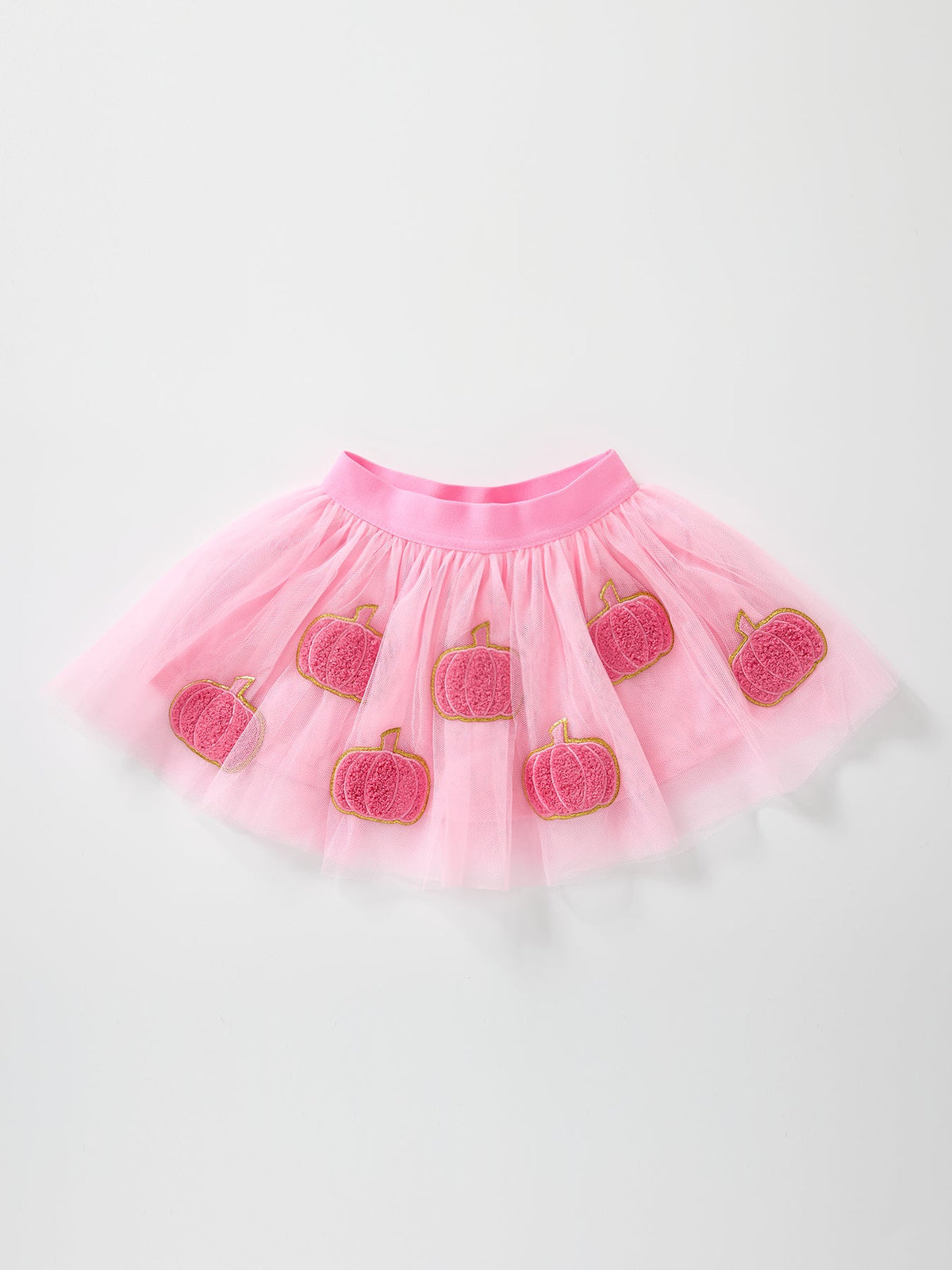 Fall Girls Pink Pumpkin Appliqué Tulle Skirt by Rylee Faith Designs