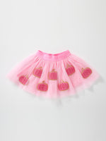 Fall Girls Pink Pumpkin Appliqué Tulle Skirt by Rylee Faith Designs