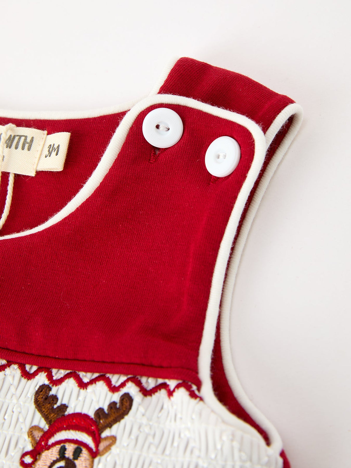 Baby Boys Christmas Reindeer Smocked Red Jonjon by Rylee Faith Designs