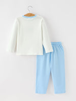 Christmas Nativity Embroidered Boys Long Sleeve Top And Pants Set by Rylee Faith Designs