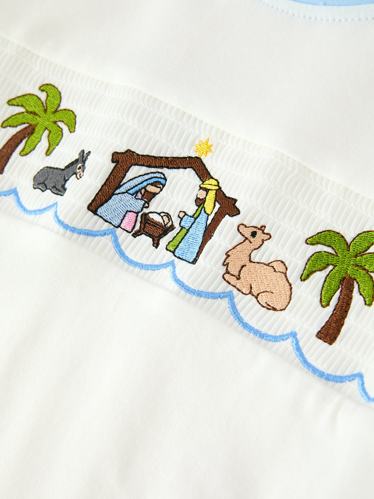 Christmas Nativity Embroidered Boys Long Sleeve Top And Pants Set by Rylee Faith Designs