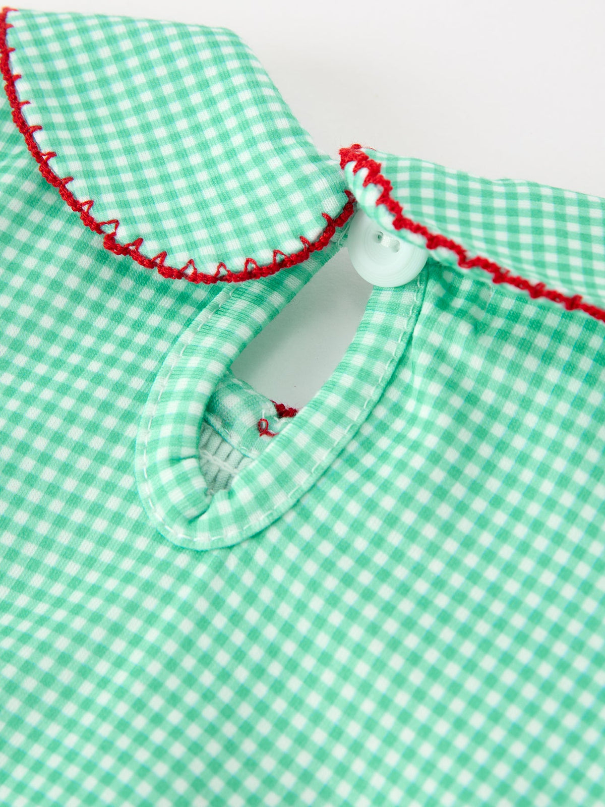 Christmas Girls Green Plaid Smocked Bow Bubble Romper by Rylee Faith Designs