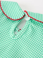 Christmas Girls Green Plaid Smocked Bow Bubble Romper by Rylee Faith Designs