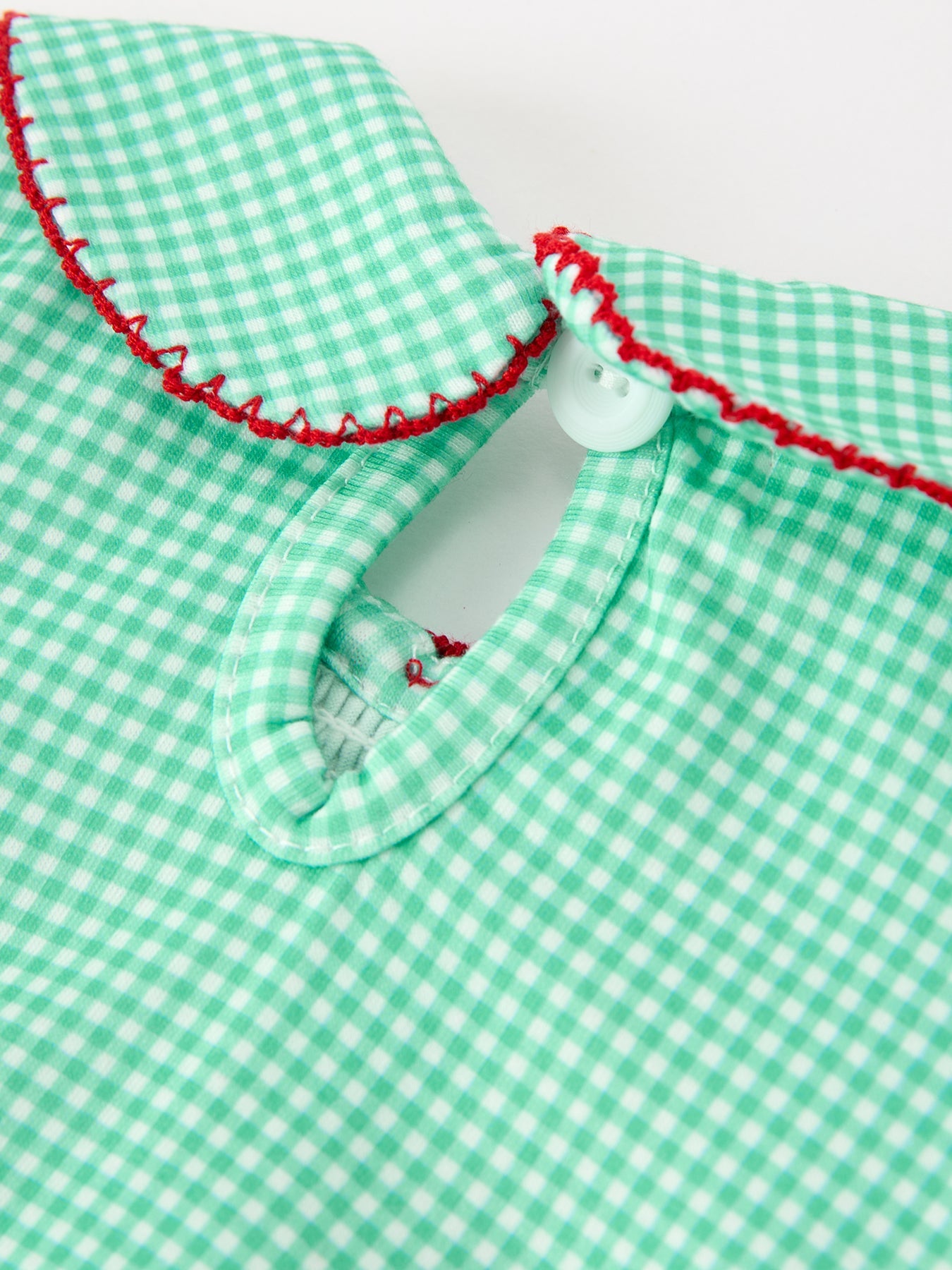 Christmas Girls Green Plaid Smocked Bow Bubble Romper by Rylee Faith Designs