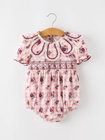 Fall Baby Girls Vintage Smocked Floral Romper by Rylee Faith Designs