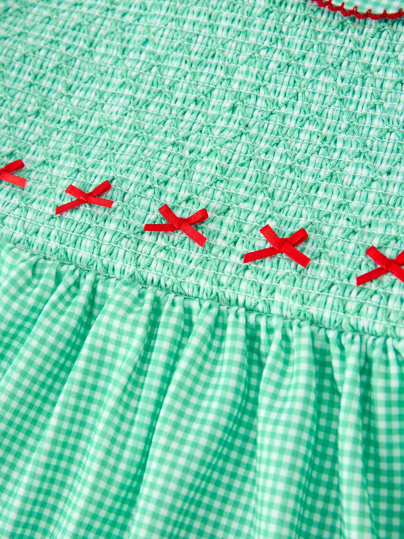 Christmas Girls Green Plaid Smocked Bow Peter Pan Collar Dress by Rylee Faith Designs
