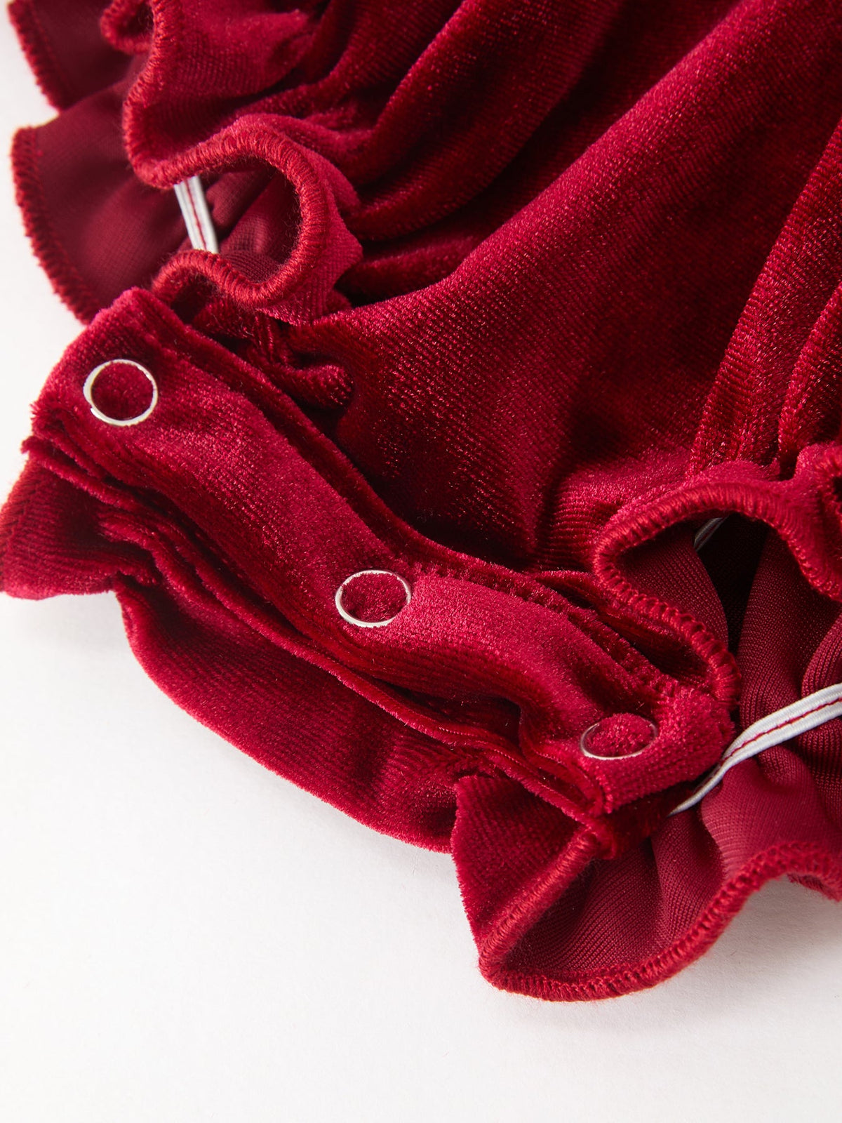Christmas Burgundy Velvet Baby Girl Smocked Pearl Romper by Rylee Faith Designs