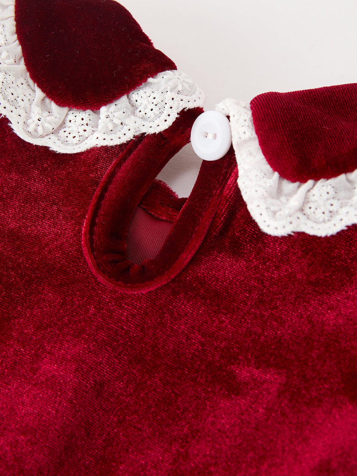 Christmas Burgundy Velvet Baby Girl Smocked Pearl Romper by Rylee Faith Designs