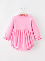 Baby Girls Christmas Santa Embroidered Ruffle Bubble Romper by Rylee Faith Designs
