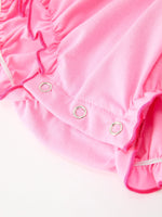Baby Girls Christmas Santa Embroidered Ruffle Bubble Romper by Rylee Faith Designs