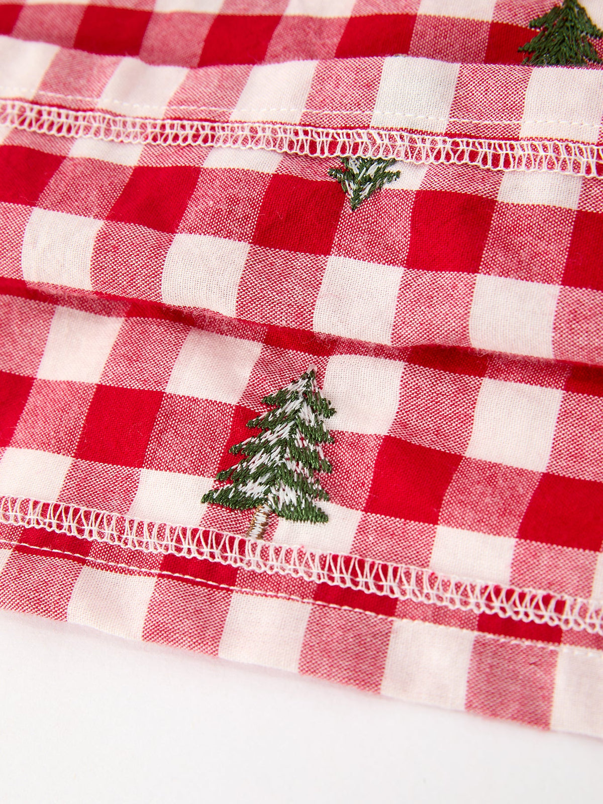Christmas Tree Embroidered Plaid Girls Ruffle Collar Dress by Rylee Faith Designs
