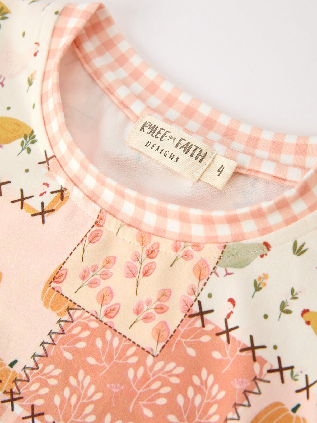 Thanksgiving Pumpkin Patchwork Girls Top And Shorts Outfit by Rylee Faith Designs
