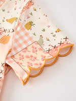 Thanksgiving Pumpkin Patchwork Girls Top And Shorts Outfit by Rylee Faith Designs