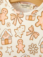 Christmas Gingerbread Cookie Girls Long Sleeve Twirl Dress by Rylee Faith Designs