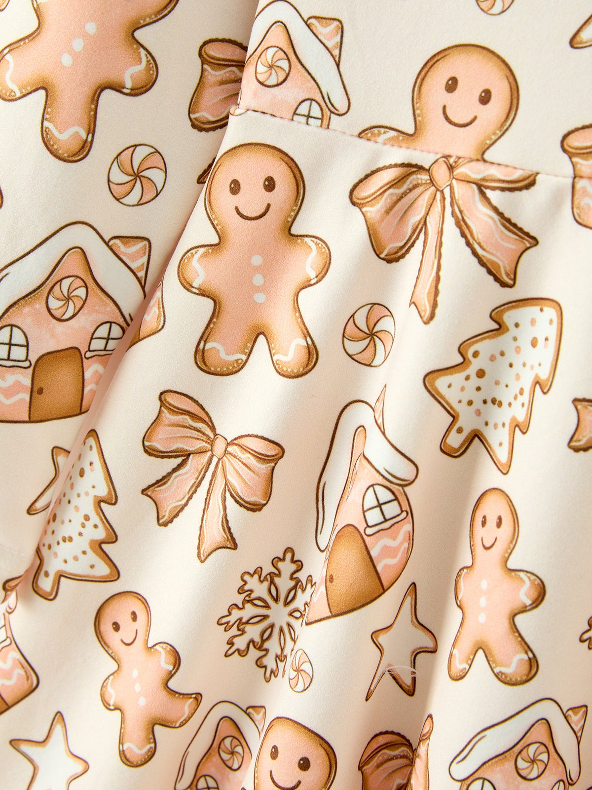 Christmas Gingerbread Cookie Girls Long Sleeve Twirl Dress by Rylee Faith Designs