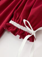 Christmas Holly Embroidered Girls Dress Petals Collar Puff Sleeve by Rylee Faith Designs