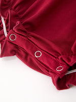 Christmas Holly Embroidered Baby Romper Petals Collar Ruffle by Rylee Faith Designs