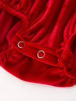 Christmas Velvet Baby Romper Smocked Embroidery Bow by Rylee Faith Designs