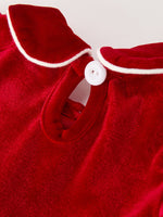 Christmas Velvet Baby Romper Smocked Embroidery Bow by Rylee Faith Designs