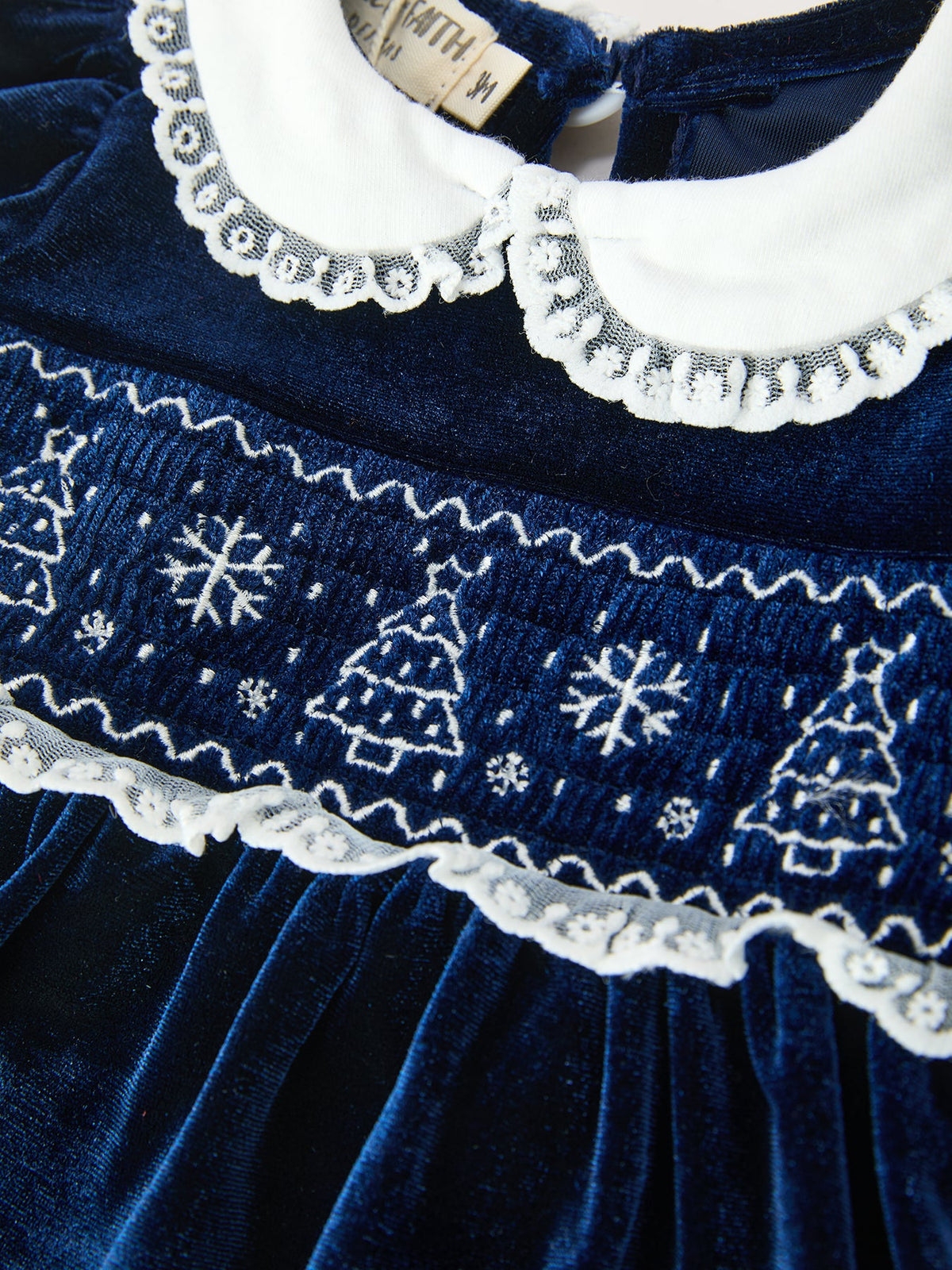 Girls Christmas Navy Velvet Smocked Top And Bloomers Outfit by Rylee Faith Designs