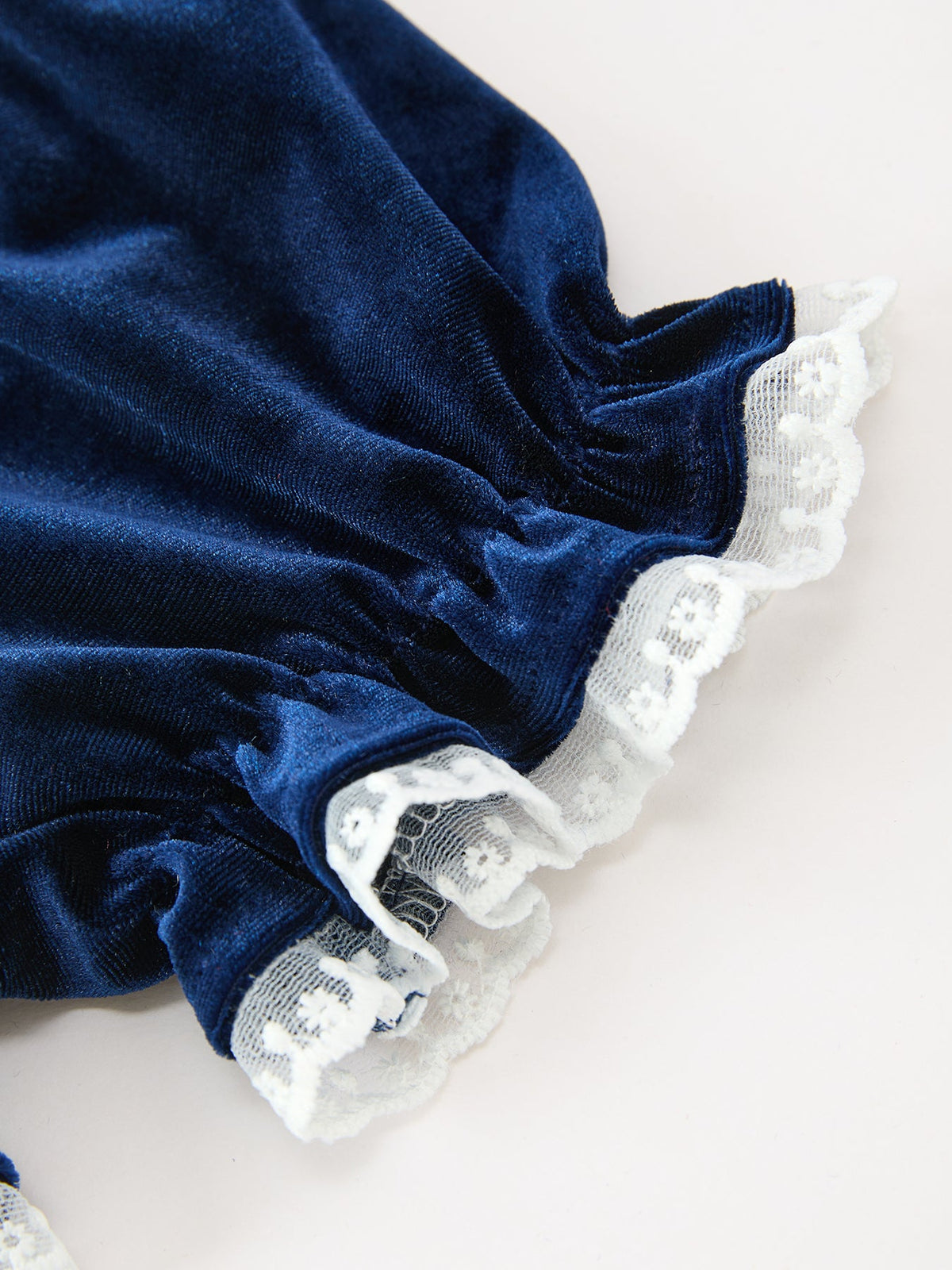 Girls Christmas Navy Velvet Smocked Top And Bloomers Outfit by Rylee Faith Designs