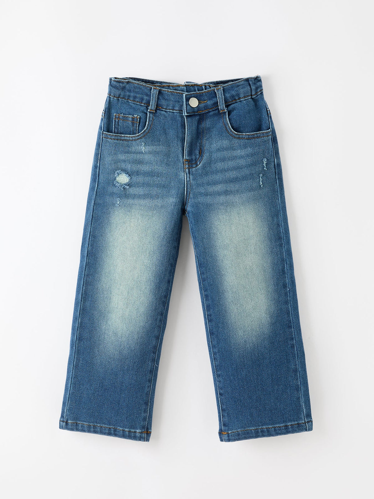 Girls Distressed Denim Jeans with Oversized Back Bow by Rylee Faith Designs