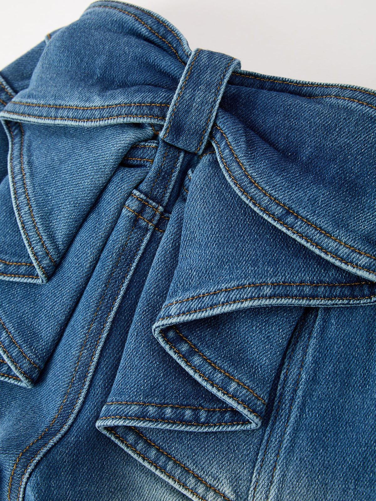 Girls Distressed Denim Jeans with Oversized Back Bow by Rylee Faith Designs