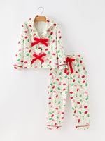Christmas Lights Print Bow Tie Pajamas Set by Rylee Faith Designs