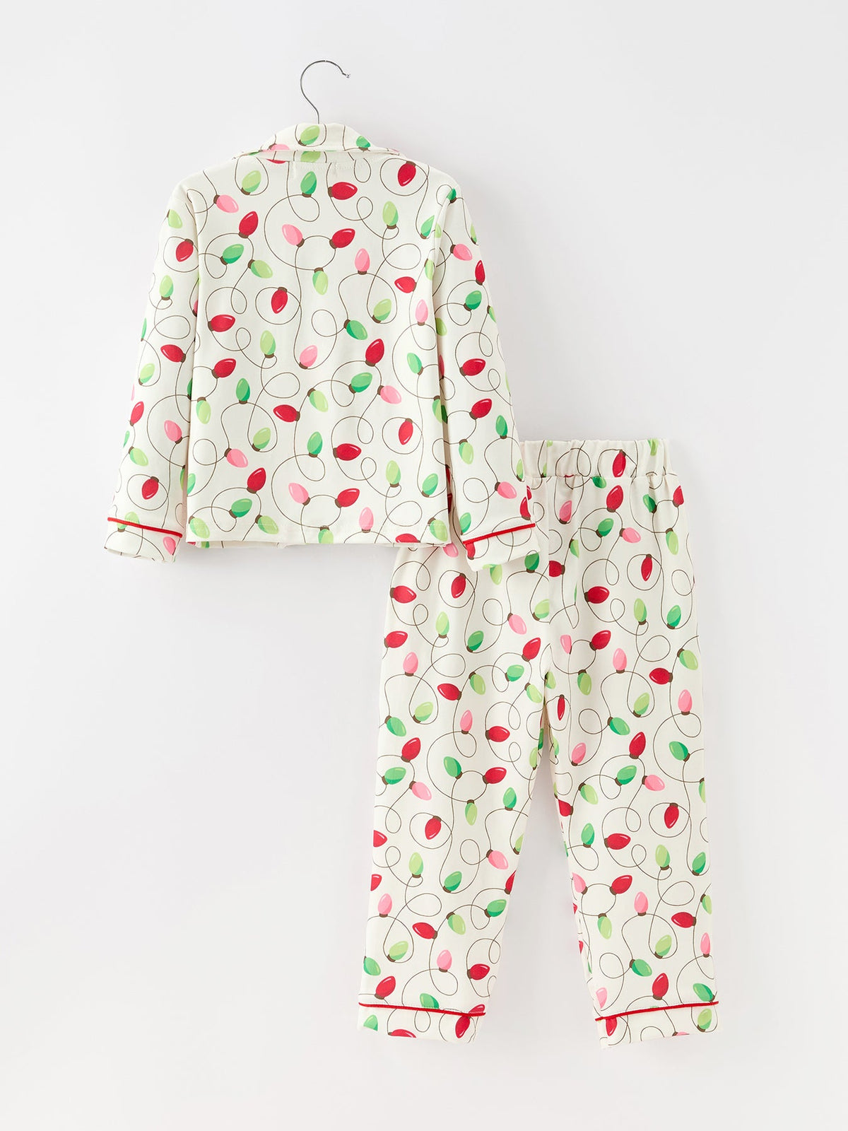 Christmas Lights Print Bow Tie Pajamas Set by Rylee Faith Designs