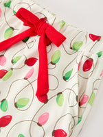Christmas Lights Print Bow Tie Pajamas Set by Rylee Faith Designs