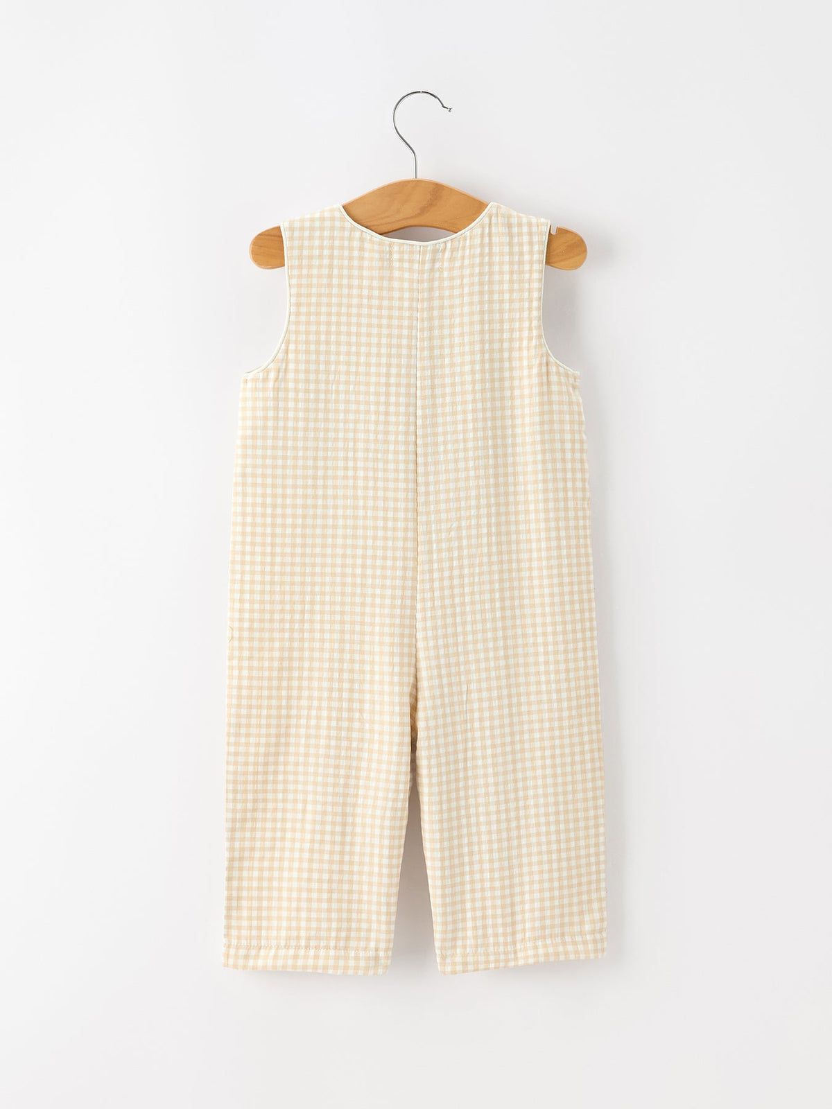Goose Embroidered Beige Plaid Baby Boys Jonjon by Rylee Faith Designs