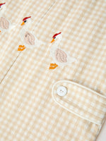 Goose Embroidered Beige Plaid Baby Boys Jonjon by Rylee Faith Designs