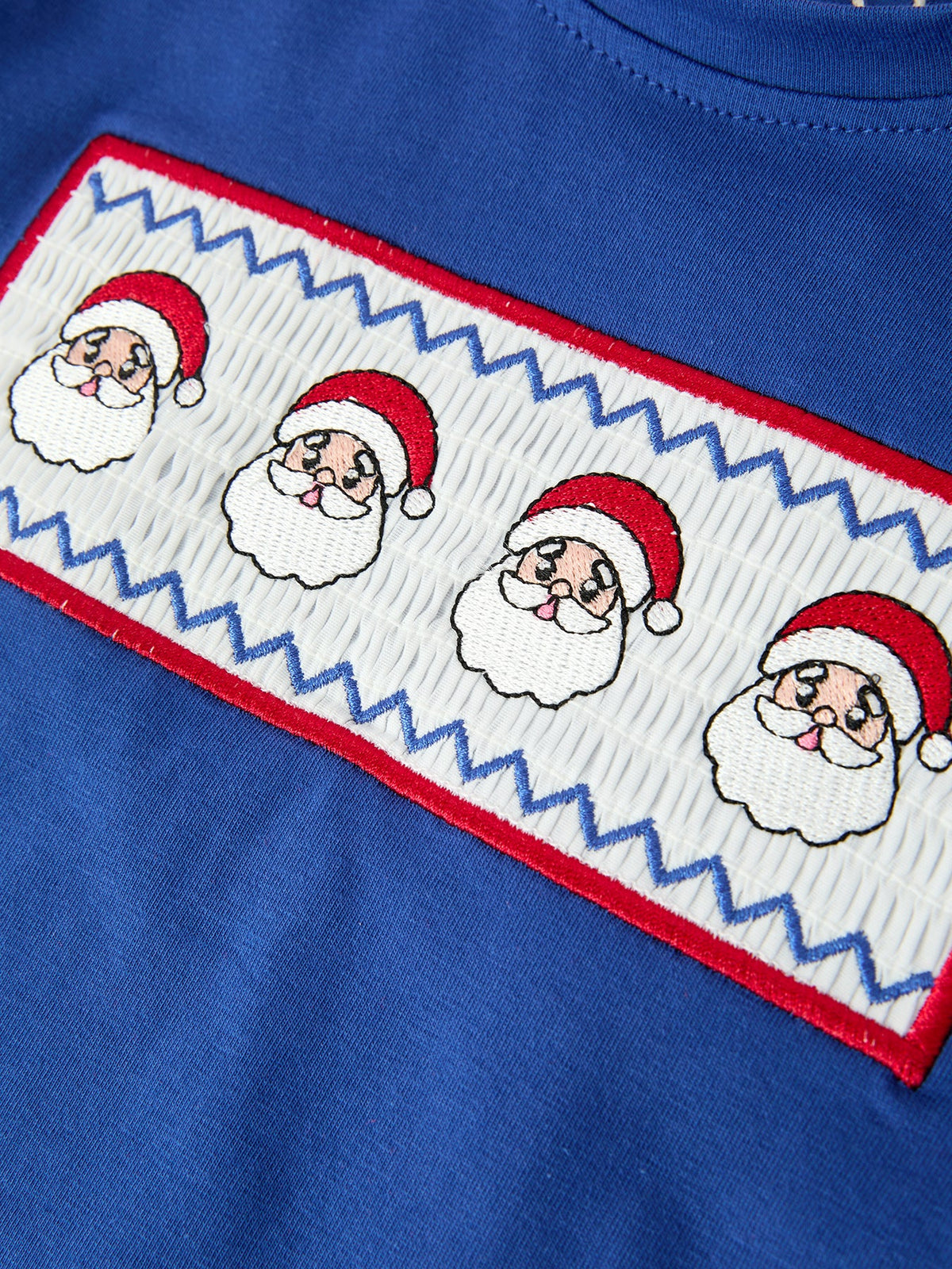 Christmas Santa Boys Blue Long Sleeve Shirt And Red Pants Set by Rylee Faith Designs