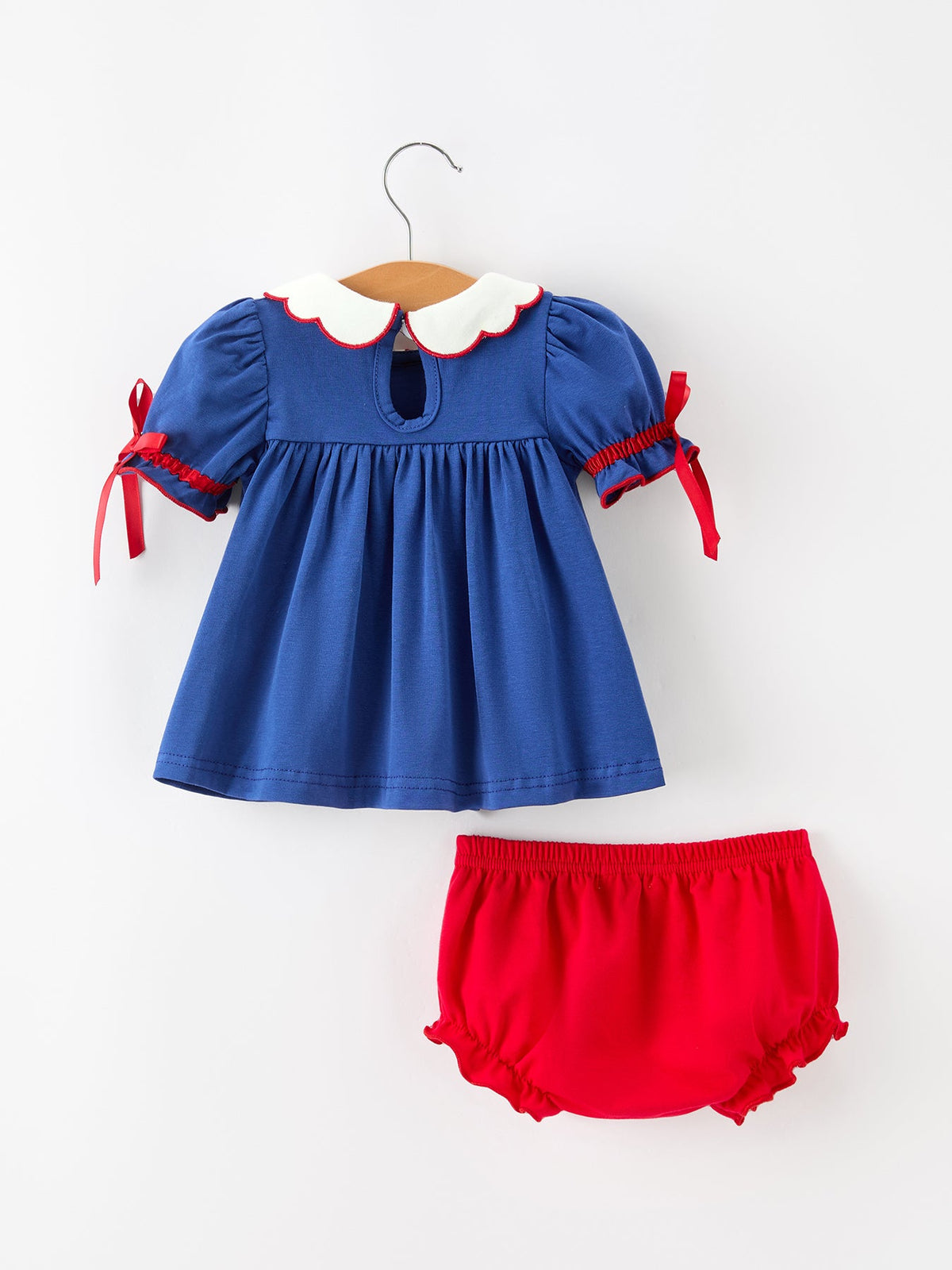 Christmas Santa Embroidery Girls Bloomer Set Peter Pan Collar by Rylee Faith Designs